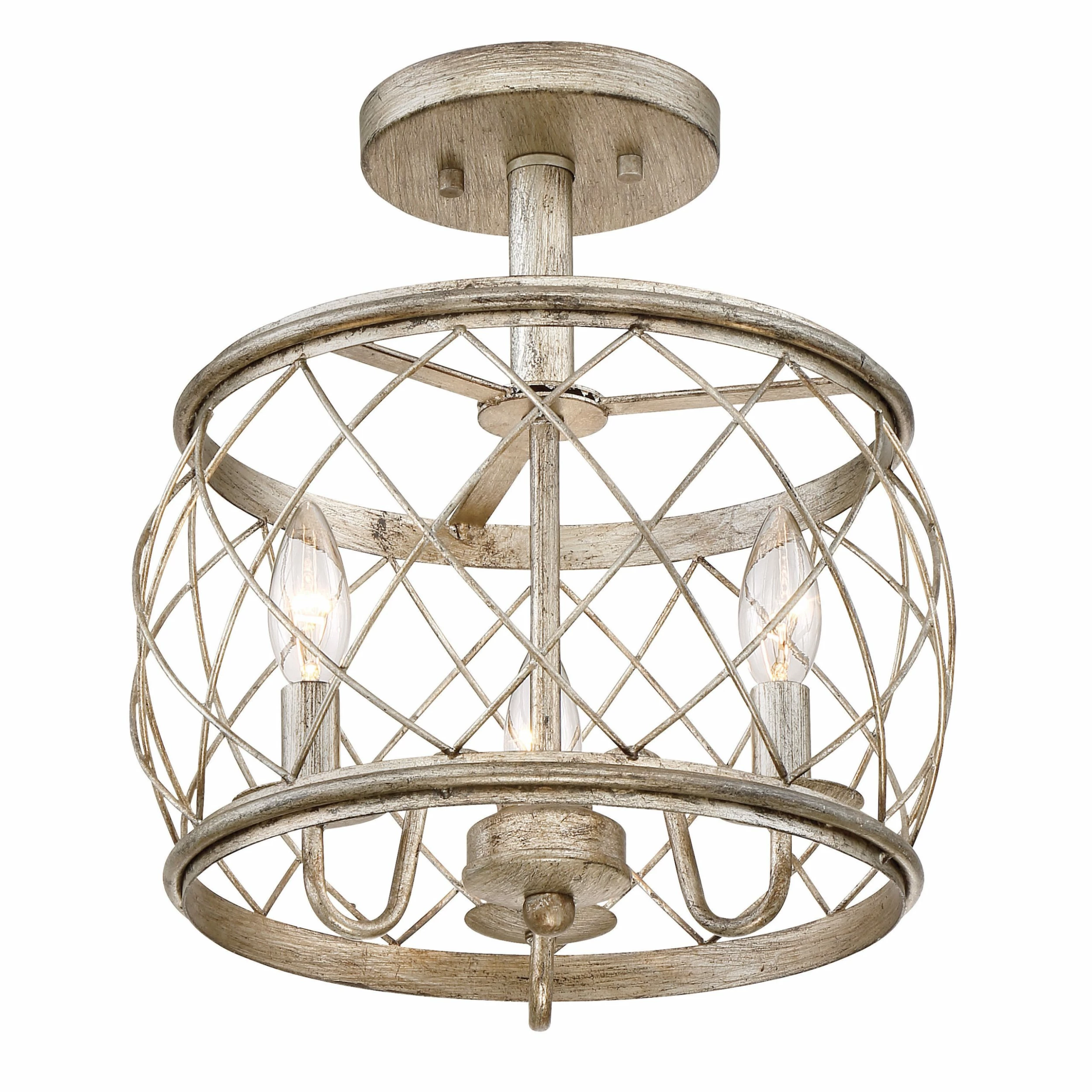 Best deal 🛒 Gracewood Hollow Muzaka Century Silver Leaf Steel 3-light Semi-flush Light - Century Silver Leaf 👍 6 Best deal 🛒 Gracewood Hollow Muzaka Century Silver Leaf Steel 3-light Semi-flush Light - Century Silver Leaf 👍 - Image 4