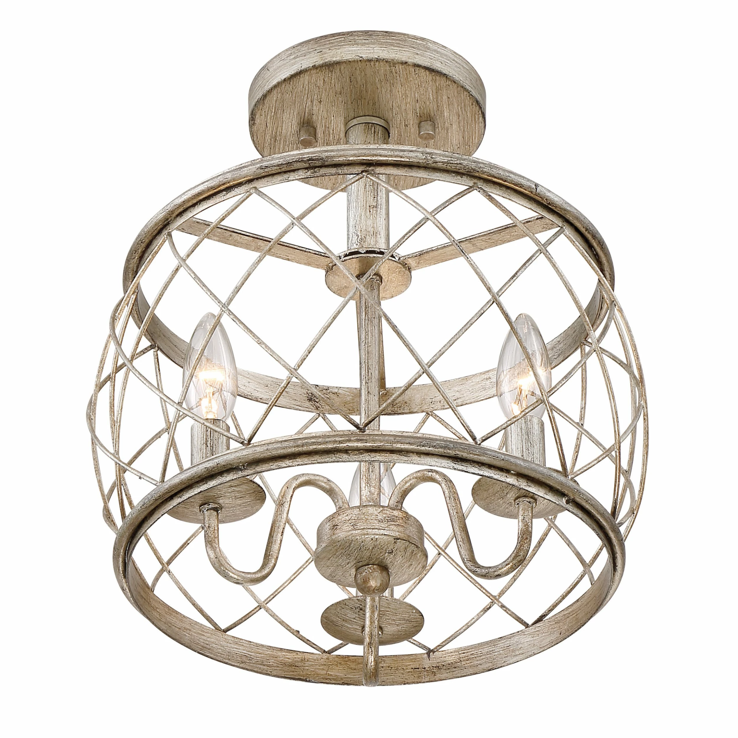 Best deal 🛒 Gracewood Hollow Muzaka Century Silver Leaf Steel 3-light Semi-flush Light - Century Silver Leaf 👍 5 Best deal 🛒 Gracewood Hollow Muzaka Century Silver Leaf Steel 3-light Semi-flush Light - Century Silver Leaf 👍 - Image 3