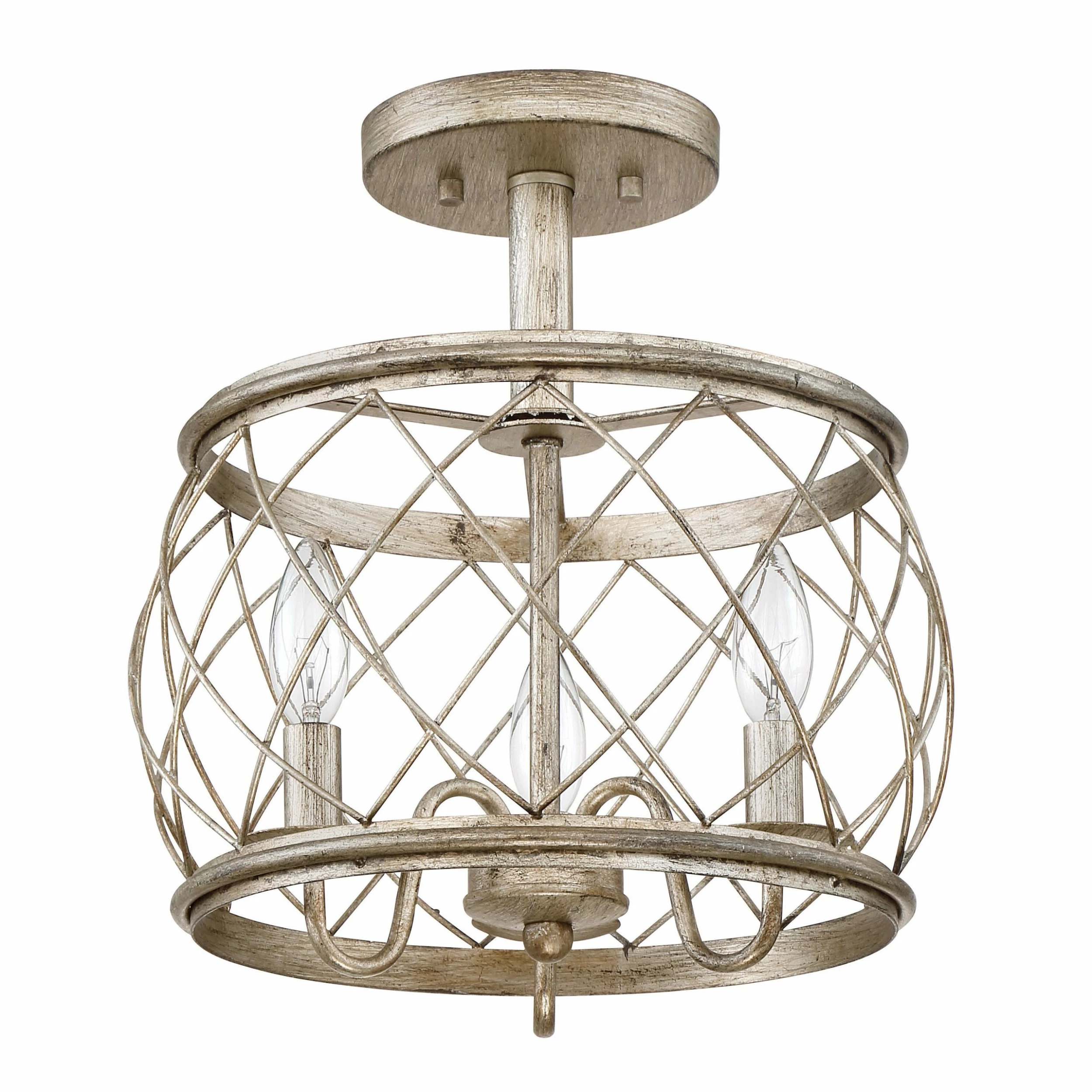 Best deal 🛒 Gracewood Hollow Muzaka Century Silver Leaf Steel 3-light Semi-flush Light - Century Silver Leaf 👍 4 Best deal 🛒 Gracewood Hollow Muzaka Century Silver Leaf Steel 3-light Semi-flush Light - Century Silver Leaf 👍 - Image 2