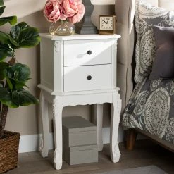 Brand new 🎉 Gracewood Hollow Benjam Traditional French 2-drawer Nightstand With Elegantly Curved Legs 🔔