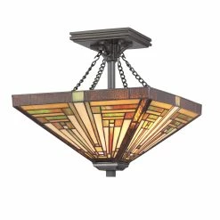 Best Pirce 💯 Gracewood Hollow Qosja 2-light Vintage Bronze Semi-flush Mount 🎉