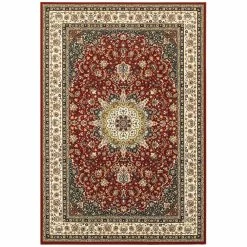 Hot Sale ๐ Gracewood Hollow Stora Red/Ivory Classic Medallion Area Rug ๐