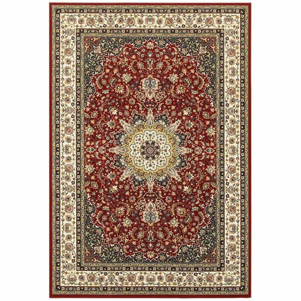 Hot Sale ๐ Gracewood Hollow Stora Red/Ivory Classic Medallion Area Rug ๐