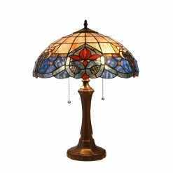 Budget ⭐ Gracewood Hollow Kalonji 2-light Dark Bronze Table Lamp With Multicolored Stained Glass Dome Shade 🎉
