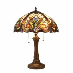 Best deal ๐ Gracewood Hollow Kabamba 2-light Dark Bronze Table Lamp With Stained Glass Dome Shade โญ