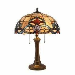 Cheap 👏 Gracewood Hollow Bosekilolo 2-light Antique Dark Bronze Table Lamp With Stained Glass Dome Shade 🥰