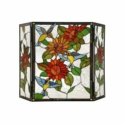 Best reviews of ๐ฅฐ Gracewood Hollow Tsibinda Tiffany-style Floral Stained Glass 3-panel Fireplace Screen โ๏ธ