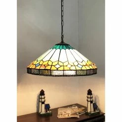 Best reviews of 🎁 Gracewood Hollow Chennault Tiffany-style Geometric 2-light Antique Bronze Pendant With 1 Hang Chain 👍