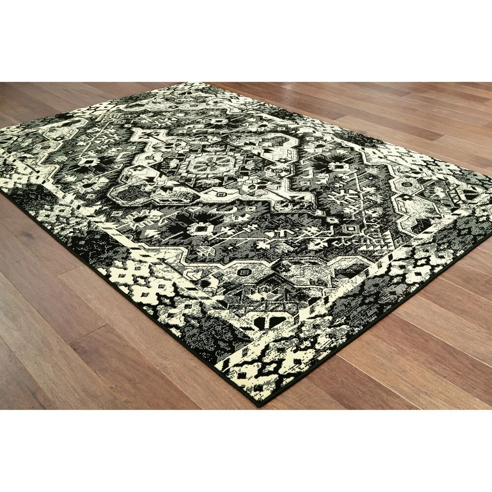 Hot Sale โจ Gracewood Hollow Moss Medallion Black/ Ivory Micro Fiber Rug Black/cream ๐ 4 Hot Sale โจ Gracewood Hollow Moss Medallion Black/ Ivory Micro Fiber Rug Black/cream ๐ - Image 2