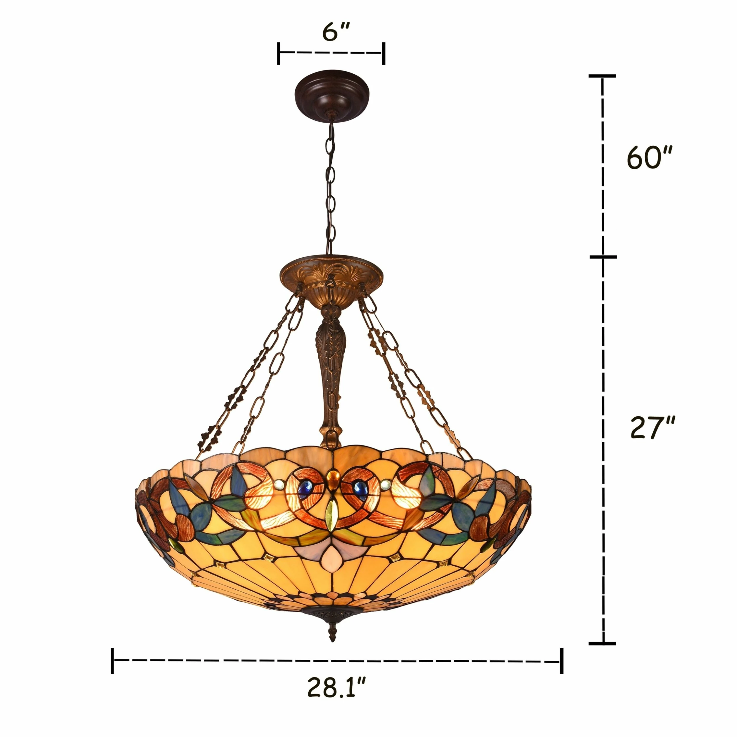 Buy ๐ Gracewood Hollow Tchichelle 4-light Stained Glass And Antique Dark Bronze Inverted Pendant - Multi-Color/Dark Anti-Bronze ๐ 7 Buy ๐ Gracewood Hollow Tchichelle 4-light Stained Glass And Antique Dark Bronze Inverted Pendant - Multi-Color/Dark Anti-Bronze ๐ - Image 5