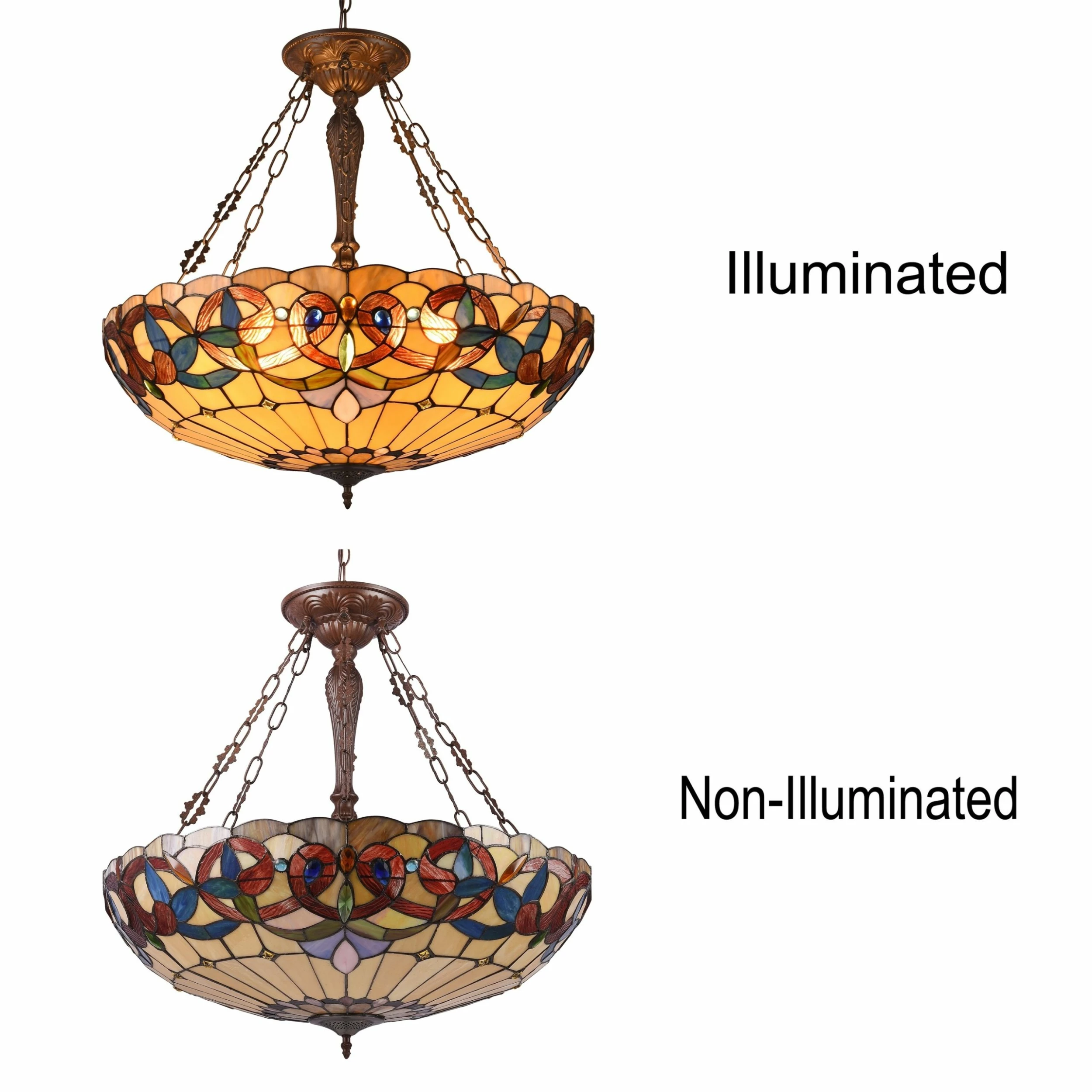 Buy ๐ Gracewood Hollow Tchichelle 4-light Stained Glass And Antique Dark Bronze Inverted Pendant - Multi-Color/Dark Anti-Bronze ๐ 6 Buy ๐ Gracewood Hollow Tchichelle 4-light Stained Glass And Antique Dark Bronze Inverted Pendant - Multi-Color/Dark Anti-Bronze ๐ - Image 4