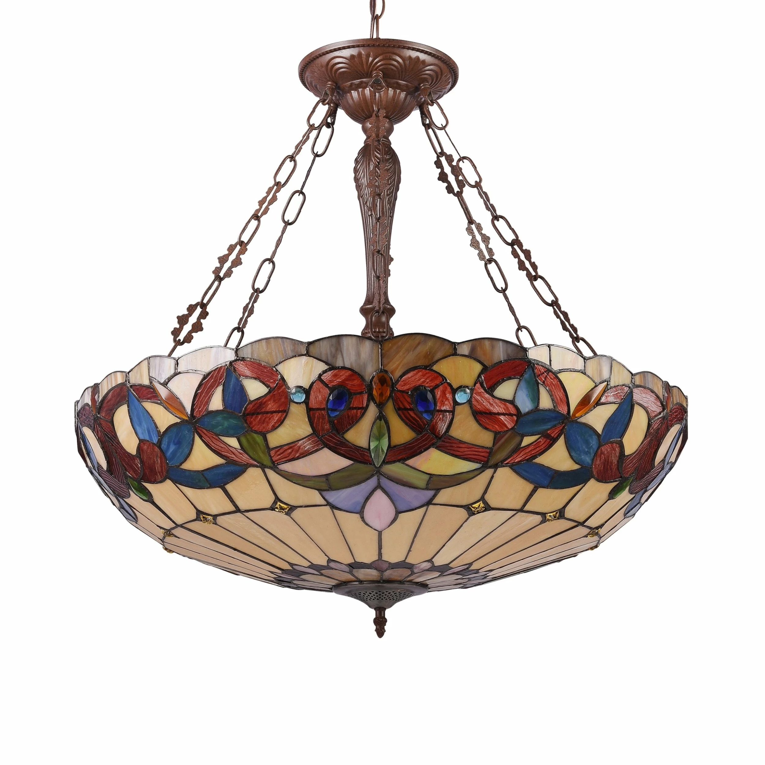 Buy ๐ Gracewood Hollow Tchichelle 4-light Stained Glass And Antique Dark Bronze Inverted Pendant - Multi-Color/Dark Anti-Bronze ๐ 5 Buy ๐ Gracewood Hollow Tchichelle 4-light Stained Glass And Antique Dark Bronze Inverted Pendant - Multi-Color/Dark Anti-Bronze ๐ - Image 3