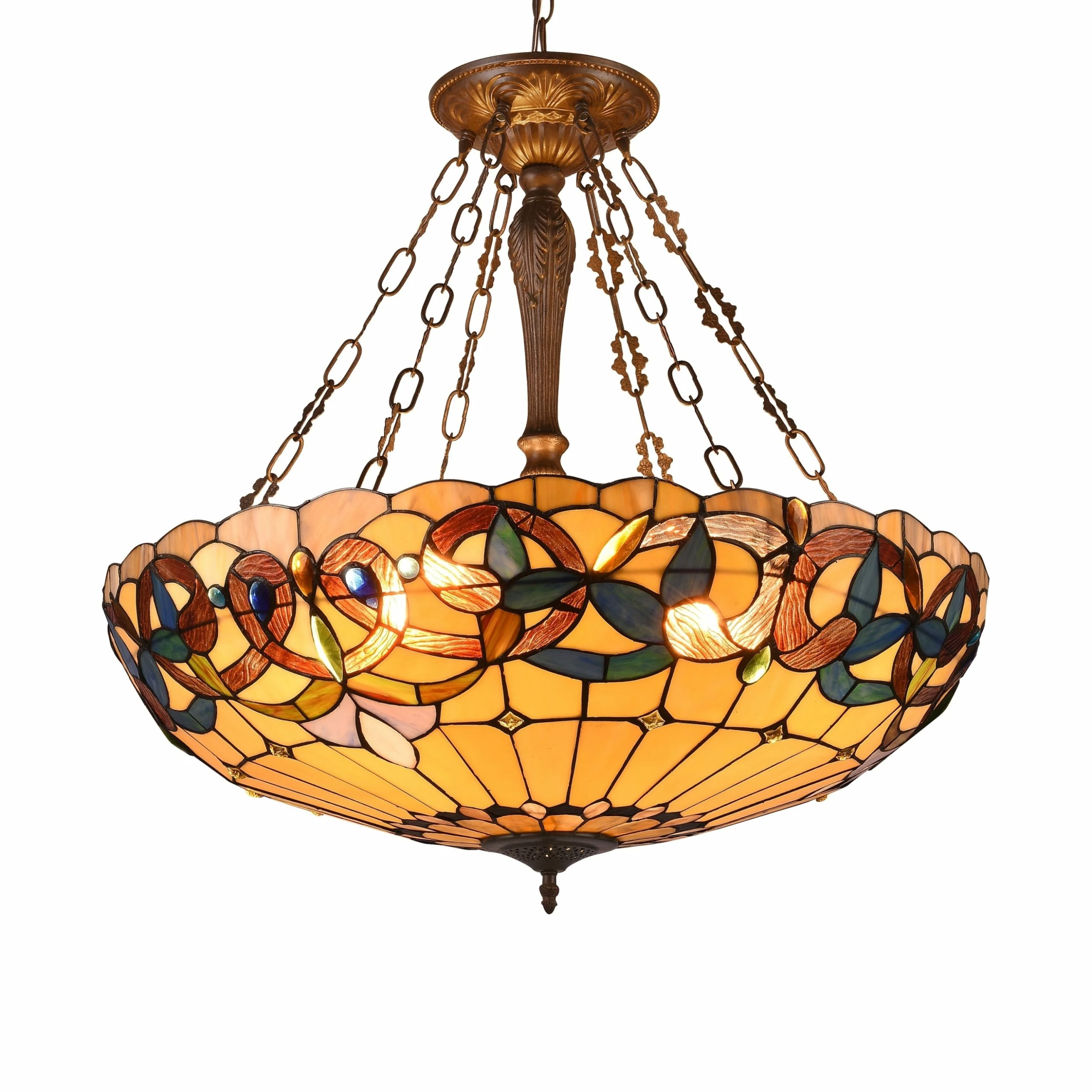 Buy ๐ Gracewood Hollow Tchichelle 4-light Stained Glass And Antique Dark Bronze Inverted Pendant - Multi-Color/Dark Anti-Bronze ๐ 4 Buy ๐ Gracewood Hollow Tchichelle 4-light Stained Glass And Antique Dark Bronze Inverted Pendant - Multi-Color/Dark Anti-Bronze ๐ - Image 2