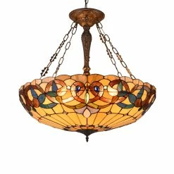 Buy 🎉 Gracewood Hollow Tchichelle 4-light Stained Glass And Antique Dark Bronze Inverted Pendant - Multi-Color/Dark Anti-Bronze 😉