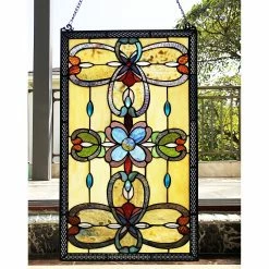 Wholesale 🧨 Gracewood Hollow Davies Rectangular Glass Window Panel/Suncatcher With Geometric Accents 👏