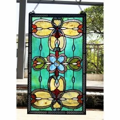 Flash Sale 😀 Gracewood Hollow Eaton Multicolored Rectangular Glass Window Panel/Suncatcher 🎁