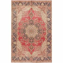 Discount ⌛ Gracewood Hollow Mwashinga Handmade Distressed Medallion Persian Area Rug - 10'3" X 6'8" ⌛