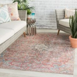Wholesale 🤩 Gracewood Hollow Eddo Indoor/Outdoor Red And Light Blue Medallion Area Rug 🥰